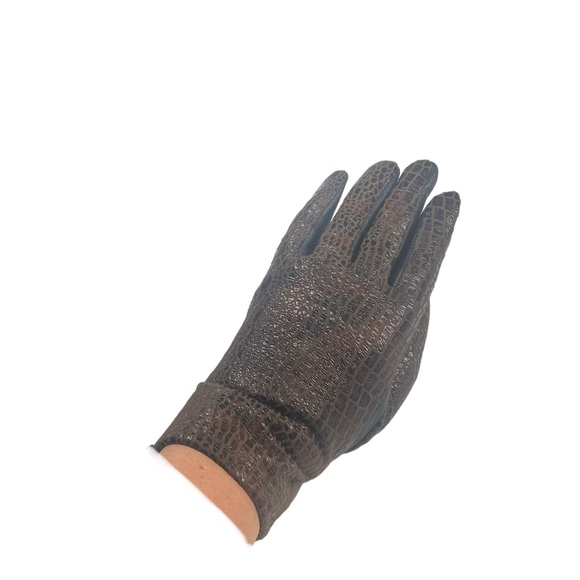 GII NWT brown black reptile print cold weather driving dress contemporary gloves - Picture 6 of 12
